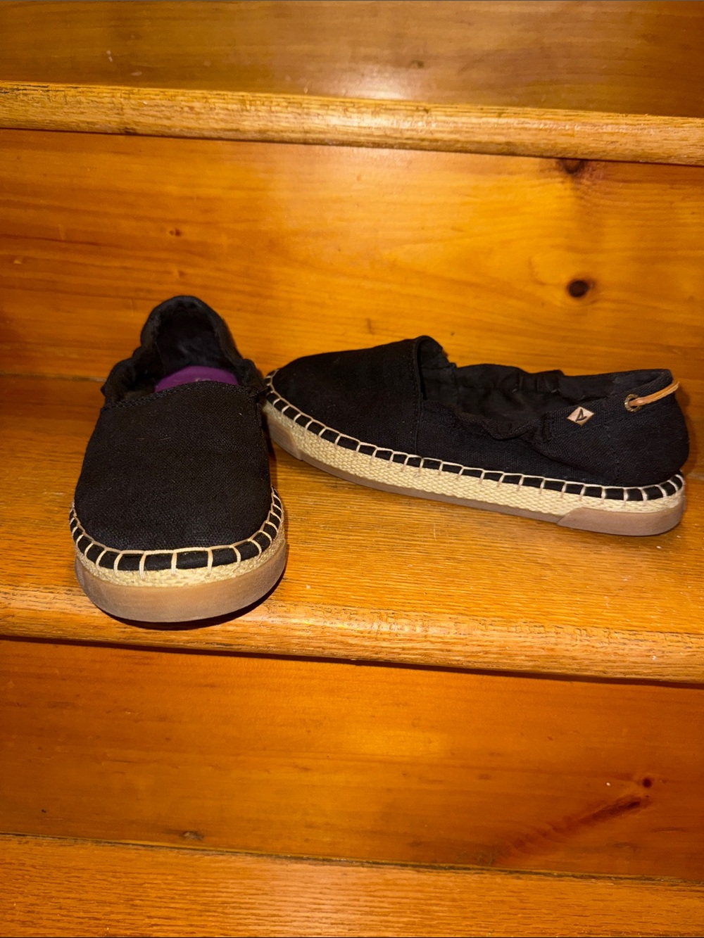 Sperry Black Slip-On Espadrille Flats